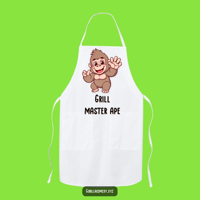 Funny Gorilla Wave Apron: Cheerful Chef Ape - Your New Favorite Funny Gift for Cooks!