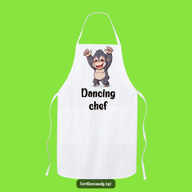Funny Kawaii Gorilla Dance Apron - Cheerful Kitchen Fun for Playful Cooks