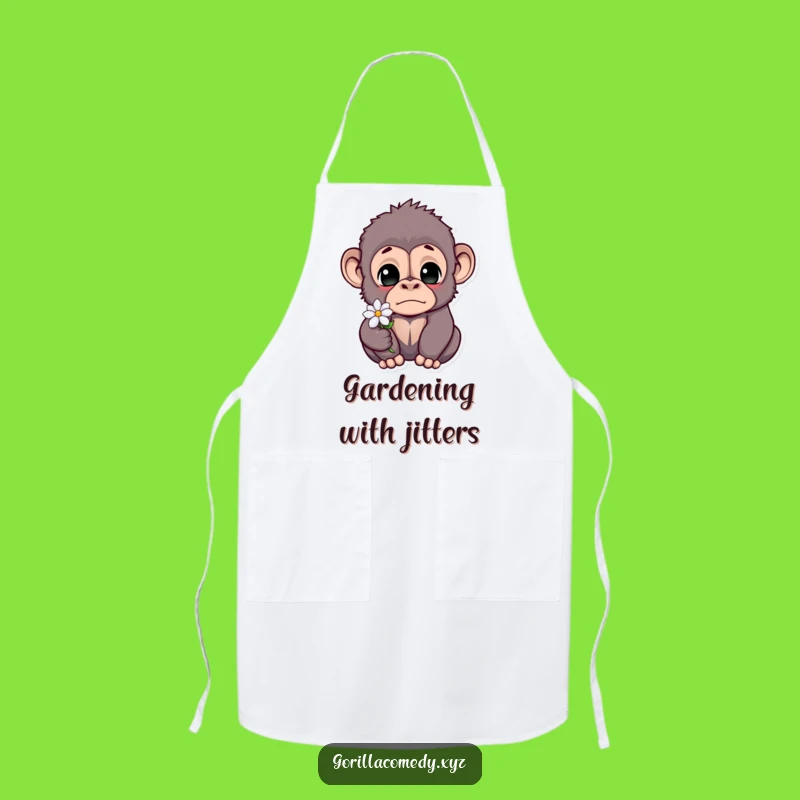 Funny Startled Gorilla Flower Apron - Kitchen Humor Wear, Perfect Funny Gift