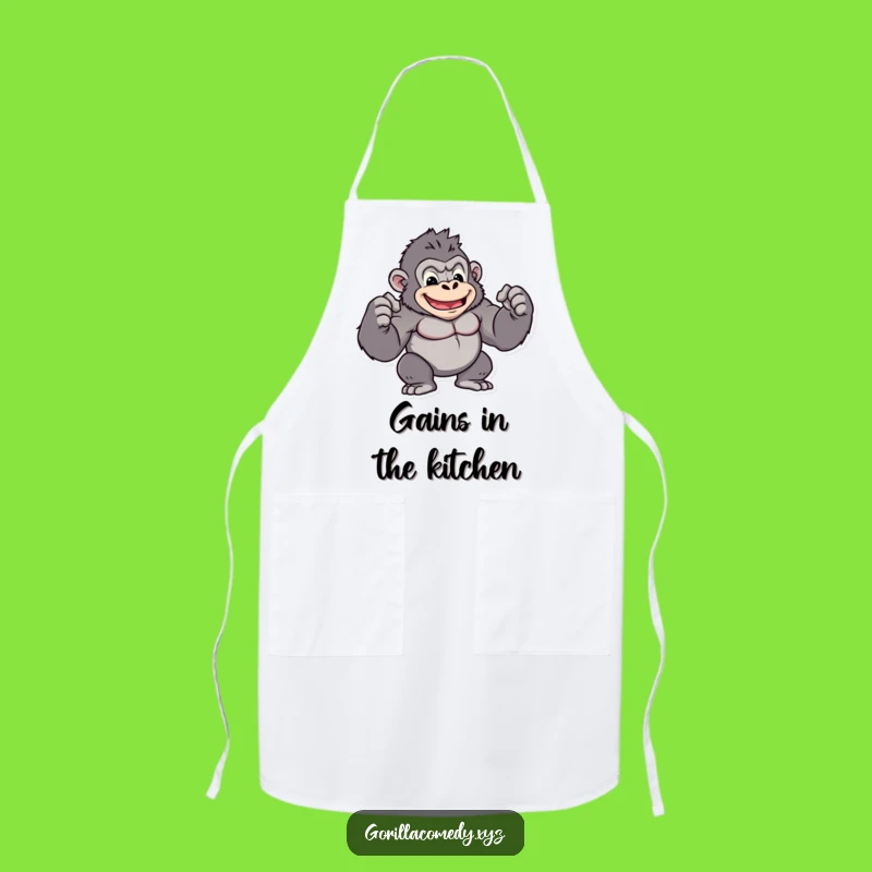 Funny Kawaii Gorilla Apron - Flex Your Cooking Skills: A Playful Funny Gift