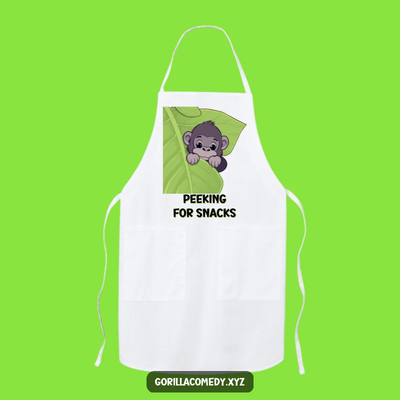 Funny Gorilla Leaf Peeker Apron - Playful Jungle Kitchen Wear