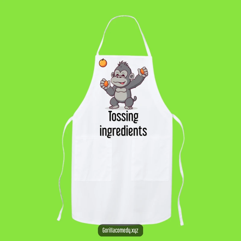 Funny Mischievous Gorilla Fruit Toss Apron - Playful Kitchen Wear