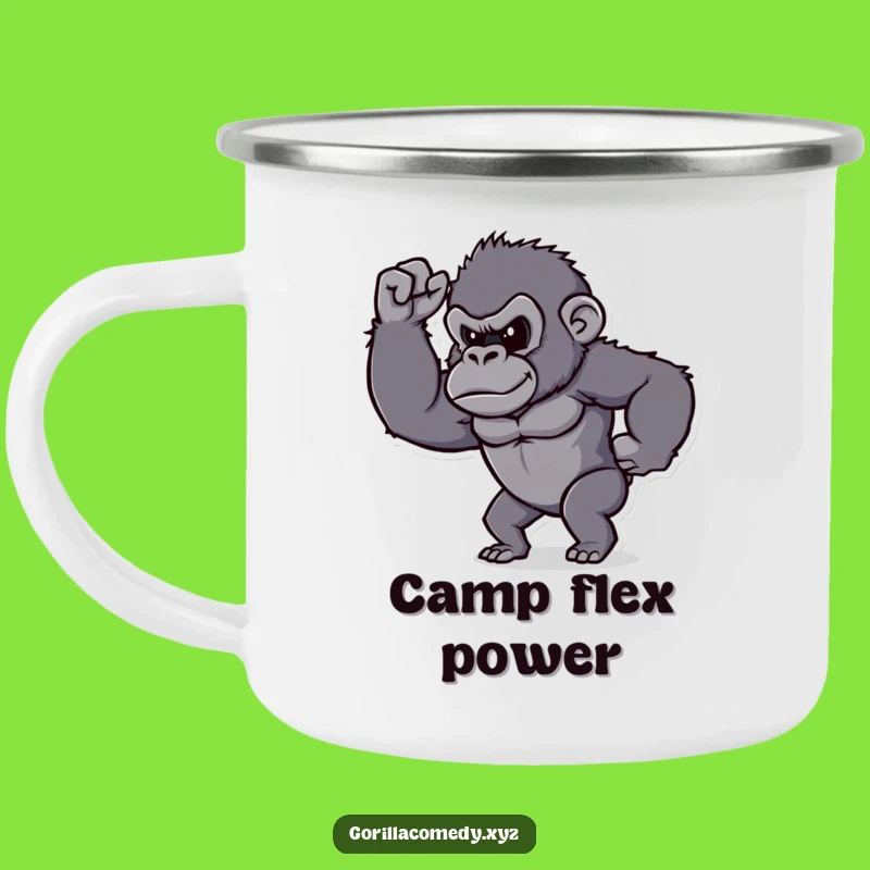 Funny Determined Gorilla Bicep Camping Mug - Campfire Flex!