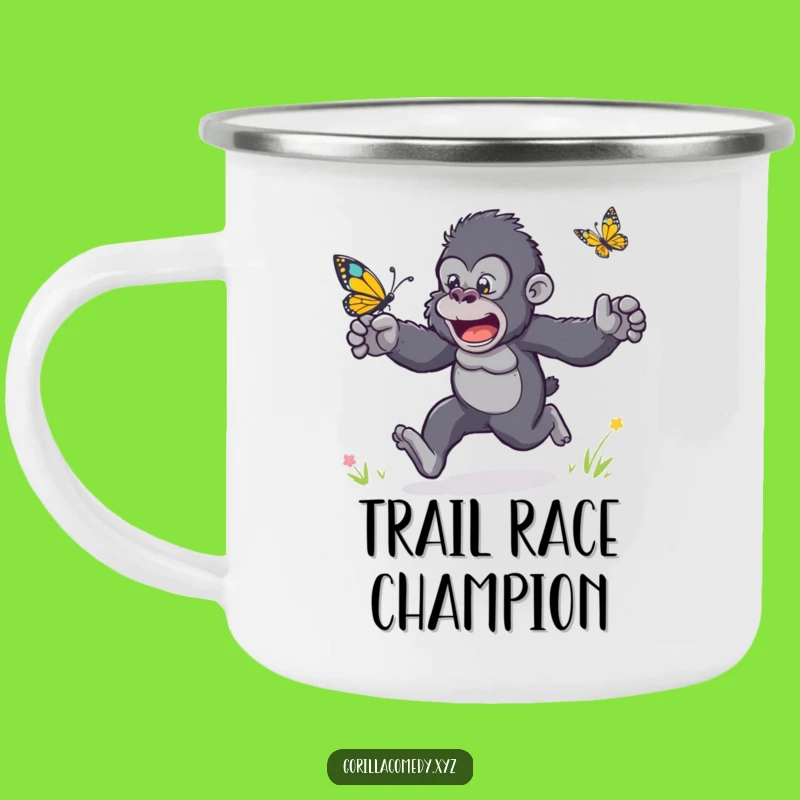 Funny Gorilla Butterfly Race Camping Mug: Your Hilarious Companion for Outdoor Adventures