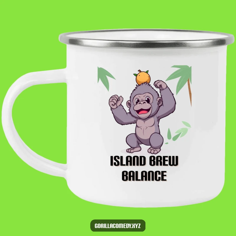 Funny Gorilla Camping Mug: Coconut Balance, Silly Outdoor Gift