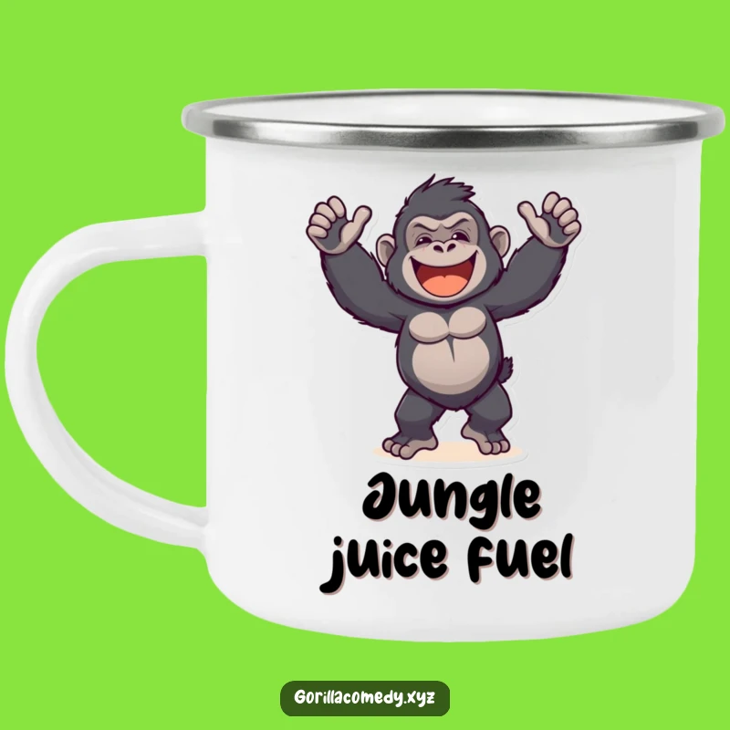 Funny Gorilla Camping Mug: Primate Dance Enamel Cup for Outdoor Fun