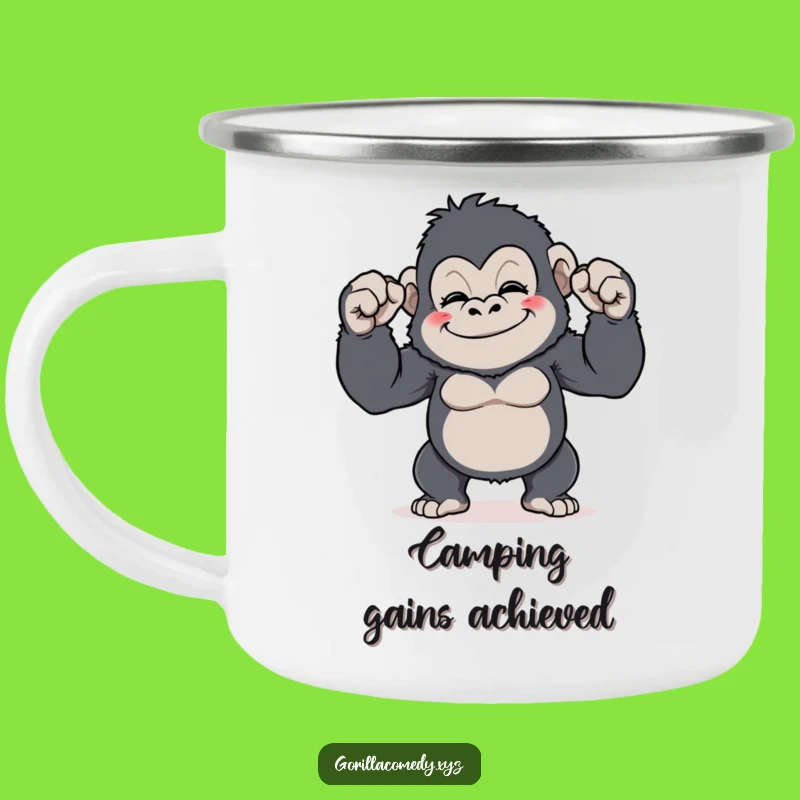 Funny Gorilla Flex Camping Mug: Tiny Biceps Cheers, Hilarious Outdoor Gift
