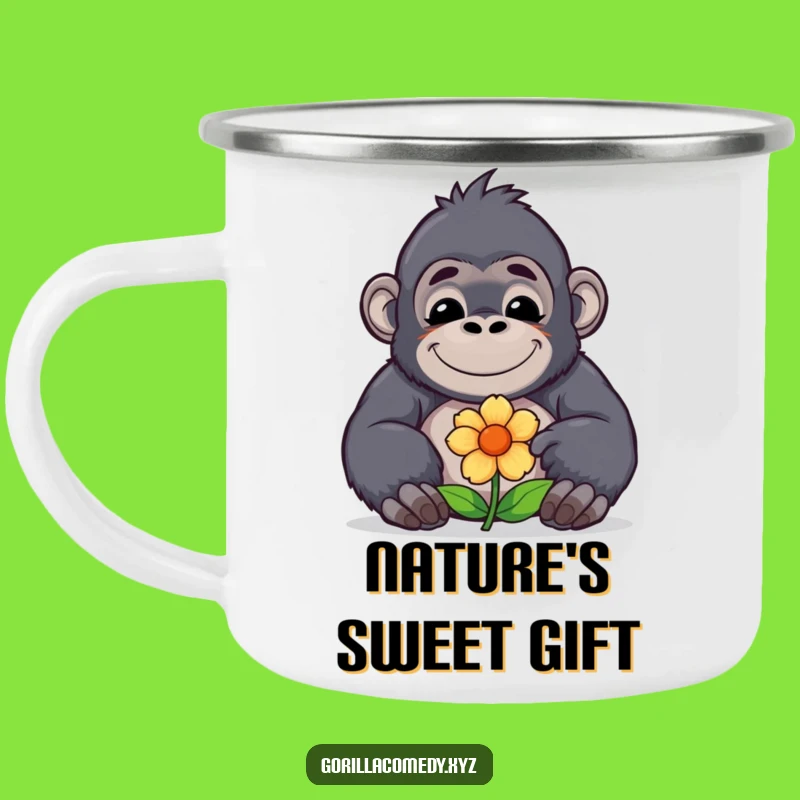 Funny Gorilla Flower Camping Mug: Sip with Kindness, a Hilarious Gift!