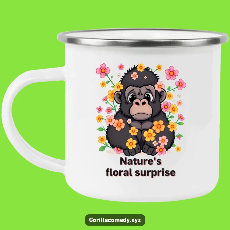 Funny Gorilla Flower Shower Camping Mug: Your Hilarious Companion for Outdoor Delights