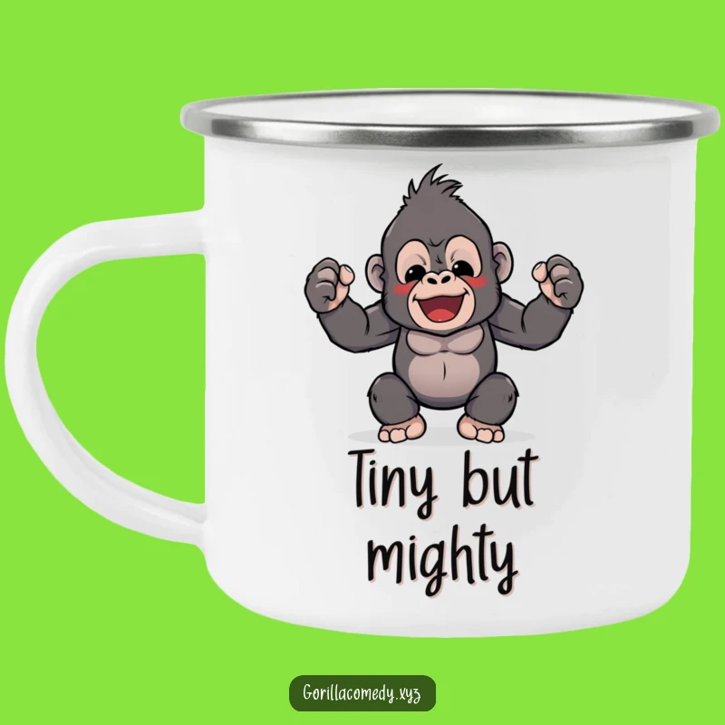 Funny Kawaii Gorilla Camping Mug: Tiny Strength Outdoors