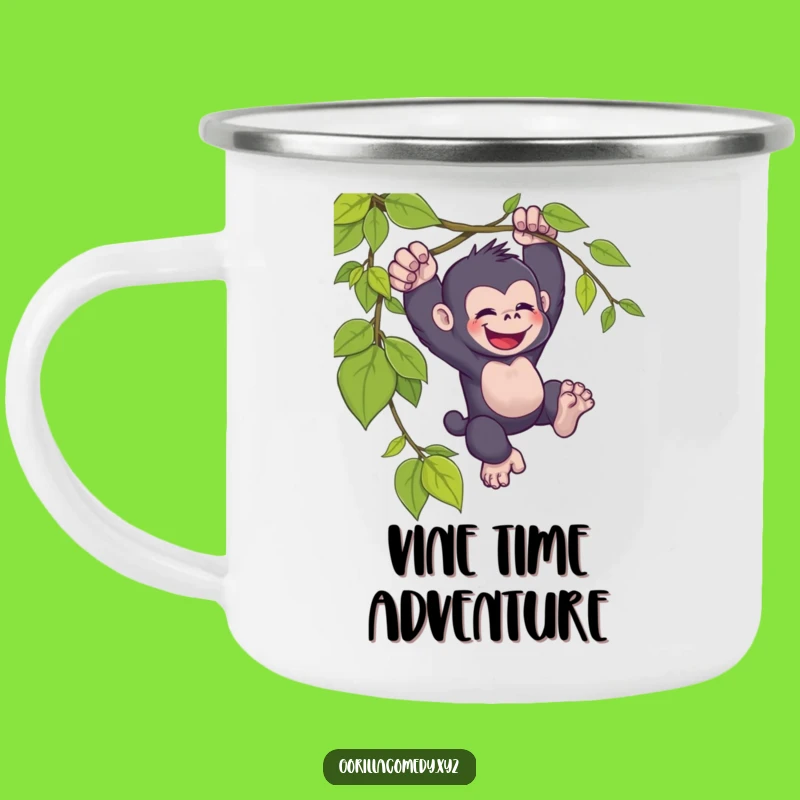 Funny Kawaii Gorilla Vine Camping Mug - Joyful Companion for Outdoor Adventures
