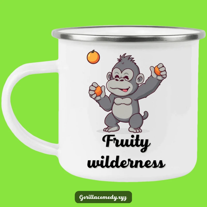 Funny Mischievous Gorilla Fruit Toss Camping Mug - Primate Outdoor