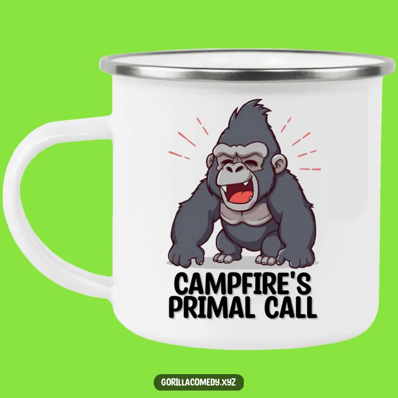 Funny Roaring Gorilla Camping Mug: Outdoor Sound Waves, Adventure Gift