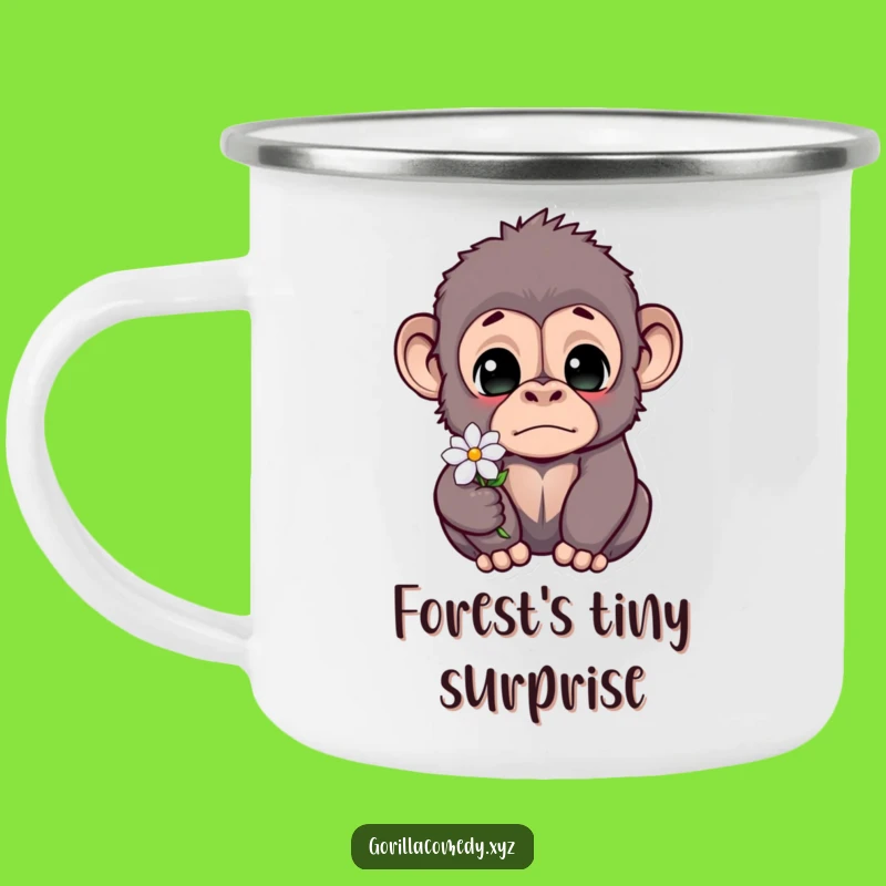 Funny Startled Gorilla Flower Camping Mug - Durable Outdoor Humor, Gift