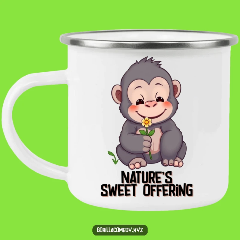 Funny Gentle Gorilla Flower Camping Mug - Sip with a Smile Outdoors