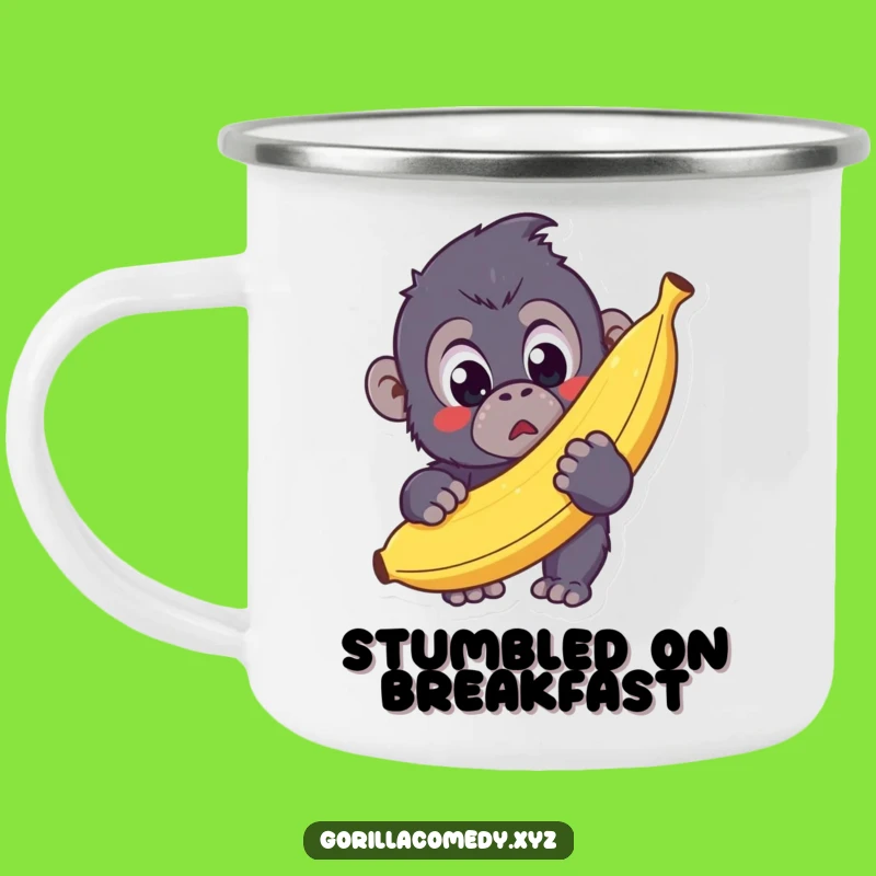 Funny Kawaii Gorilla Camp Mug - Banana Surprise in Nature, Gift!