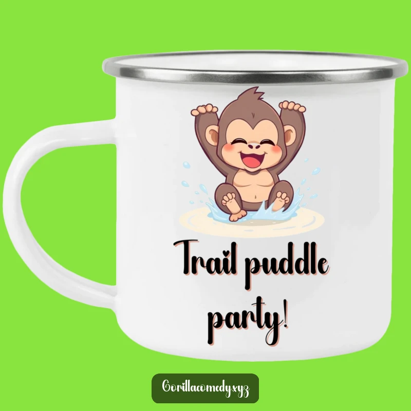 Funny Gorilla Puddle Camping Mug: Sip in Joy, a Hilarious Gift!