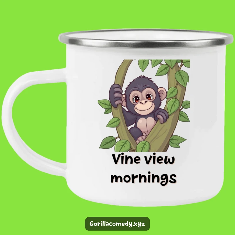 Funny Curious Gorilla Camping Mug: Playful Adventure Gift