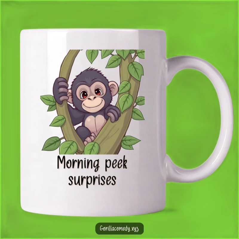 Funny Curious Gorilla Mug: Playful Primate Peeking Gift