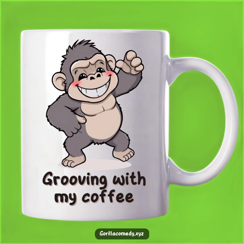 Funny Dancing Gorilla Mug: Grinning Ape, Playful Dance, Perfect Gift