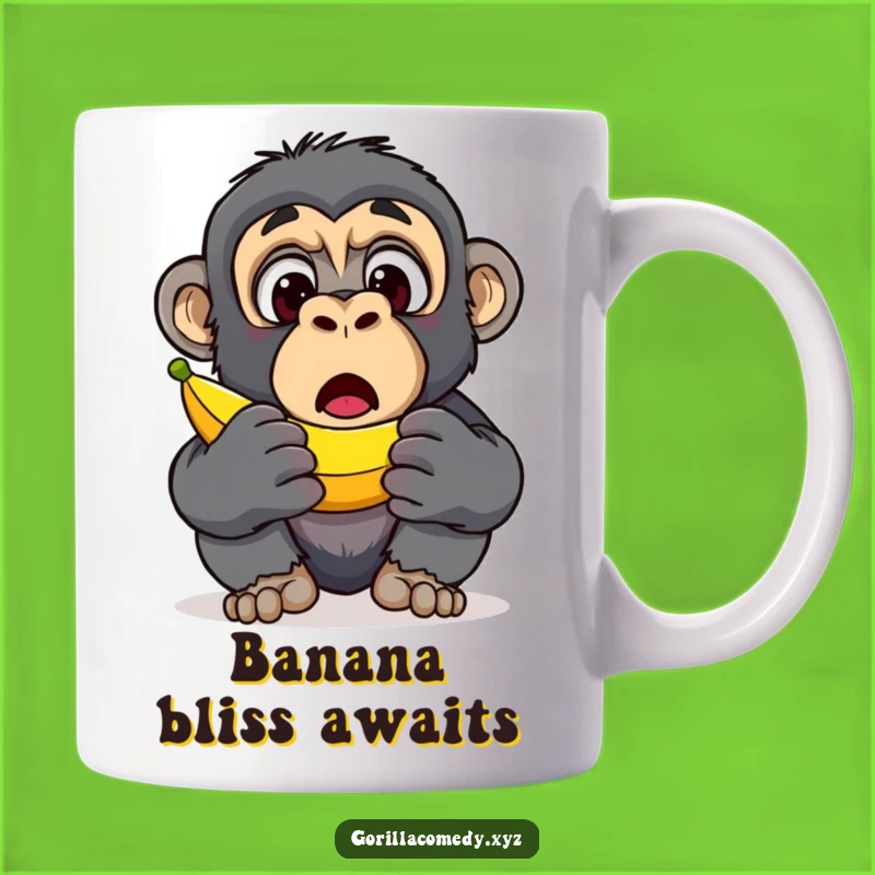 Funny Gorilla Banana Discovery Mug: Surprise Wide Eyes, Hilarious Primate Gift