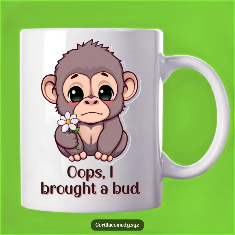 Funny Startled Gorilla Flower Mug - Adorable Animal Humor Gift for Her