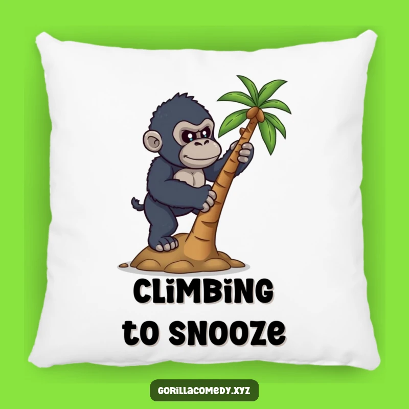 Funny Determined Gorilla Coconut Climb Pillow - Cozy Ambitious Accent