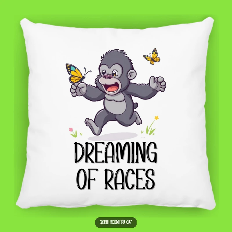 Funny Gorilla Butterfly Race Pillow: Add Comfort and Comical Chase to Your Home