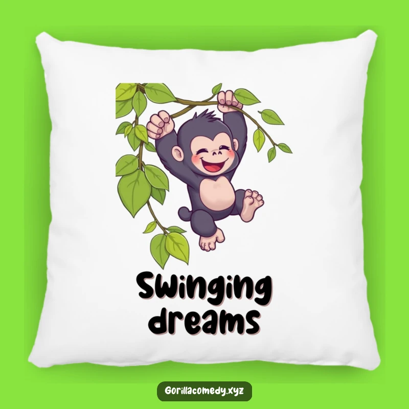 Funny Kawaii Gorilla Vine Pillow - Cozy Joyful Cushion for Adventurous Decor