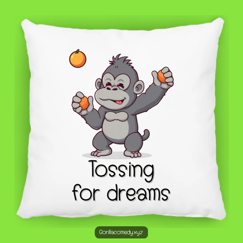 Funny Mischievous Gorilla Fruit Toss Pillow - Cozy Primate Accent