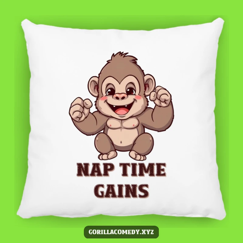 Funny Tiny Muscle Gorilla Pillow: Cute Ape Comfort with a Flex