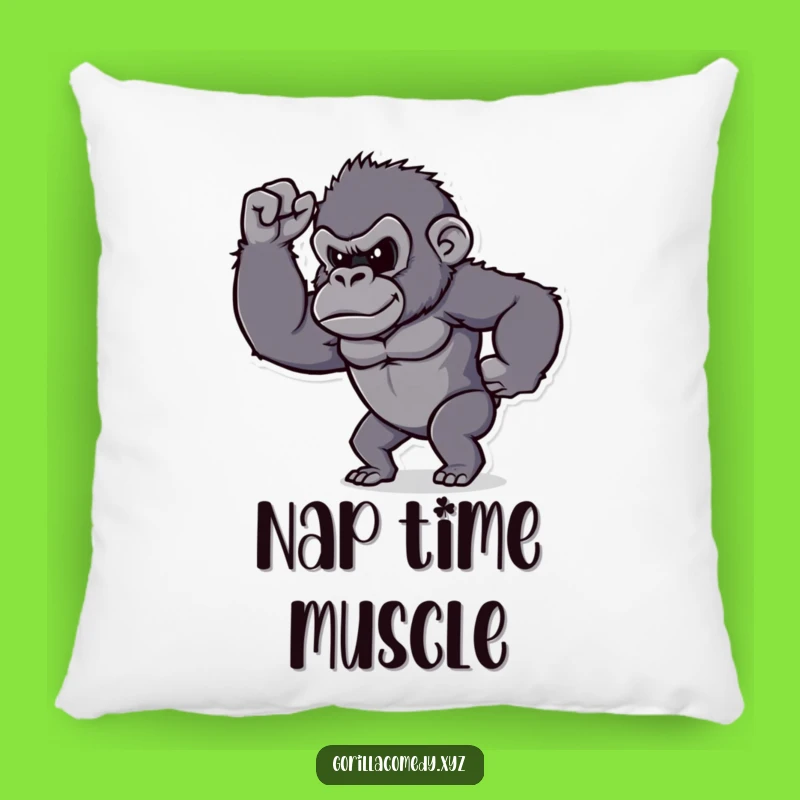 Funny Determined Gorilla Bicep Pillow - Cozy Strength & Smiles!