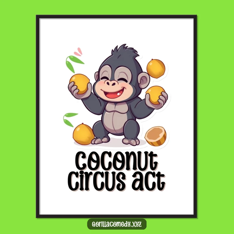 Funny Gorilla Juggling Digital Art: Instant Tropical Funny Gift!