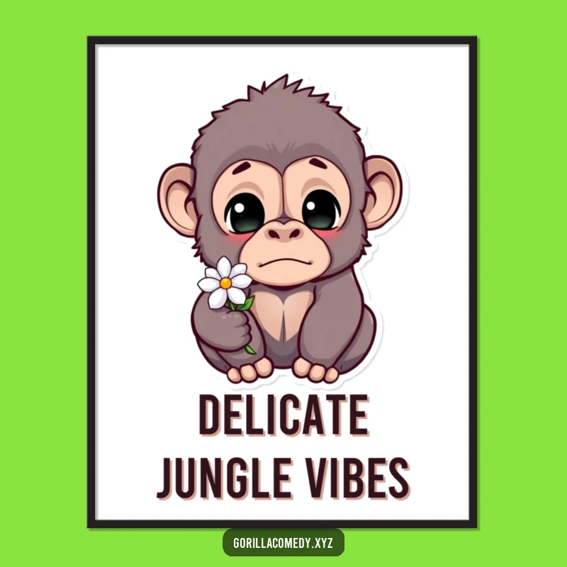 Funny Startled Gorilla Flower Digital Art - Instant Humor Decor, Unique Gift