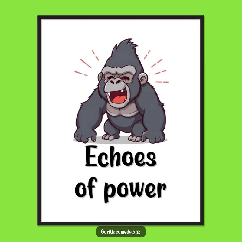 Funny Roaring Gorilla Digital Art: Sound Waves, Instant Gift