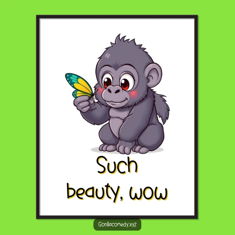 Funny Gorilla Butterfly Digital Art: Instant Whimsical Funny Gift!