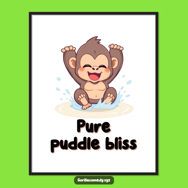 Funny Gorilla Puddle Digital Art: Instant Joyful Funny Gift!
