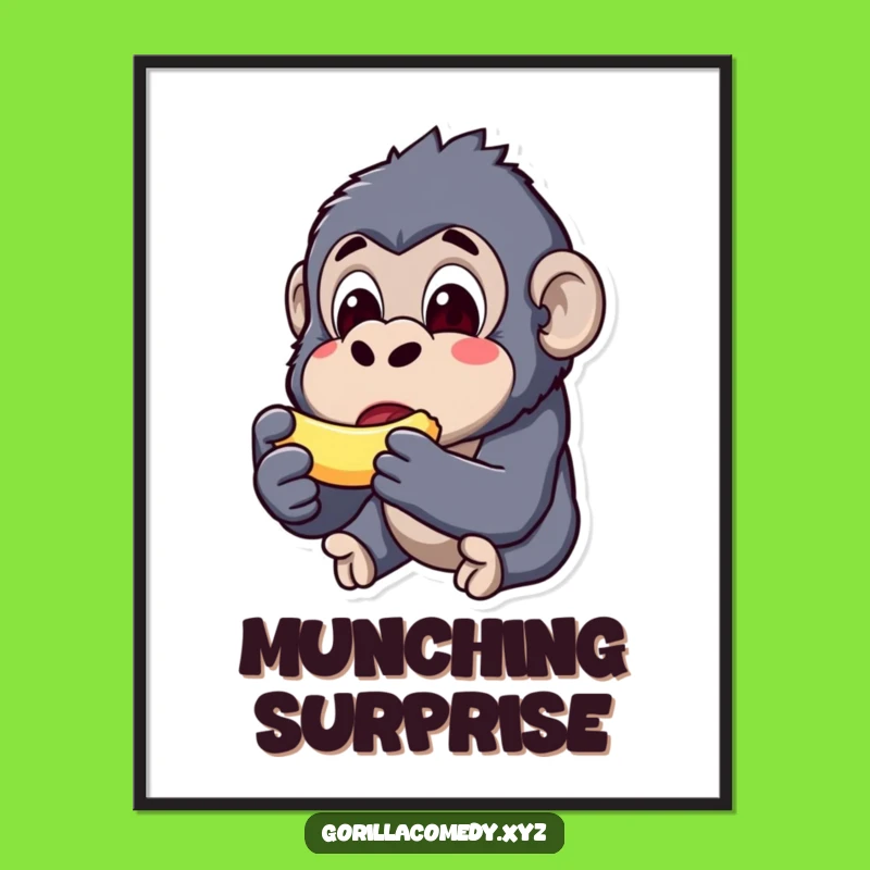 Funny Kawaii Gorilla Banana Digital Print - Instant Hilarious Surprise for Comical Decor