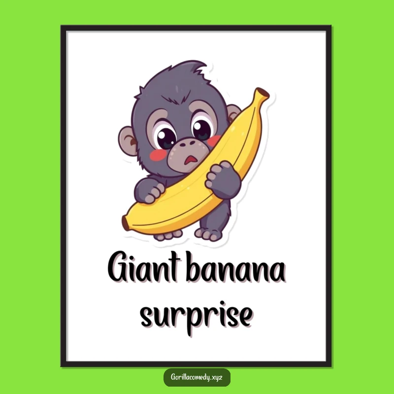 Funny Kawaii Gorilla Digital Art - Instant Cute Surprise Decor, Gift!