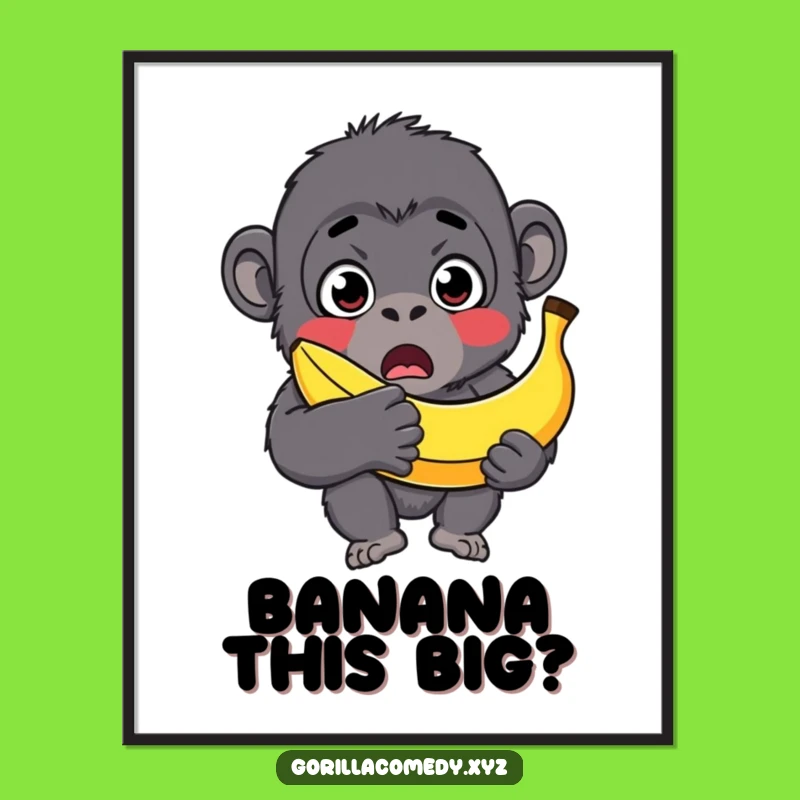 Funny Surprised Gorilla Banana Digital Art - Instant Banana Surprise!