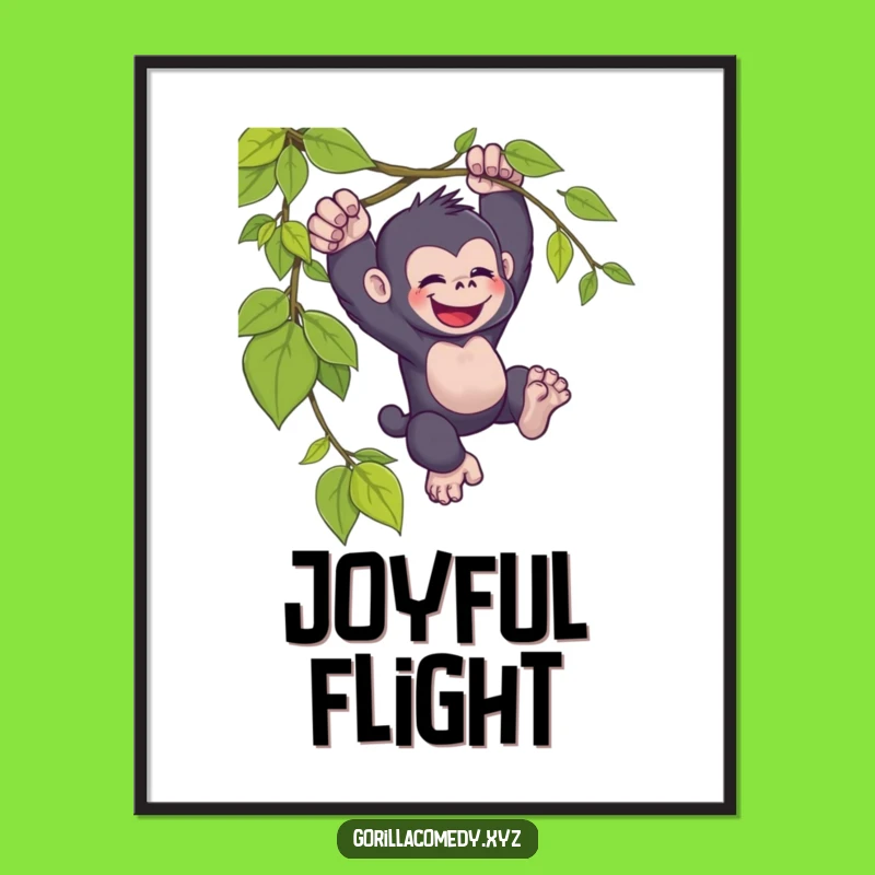 Funny Kawaii Gorilla Vine Digital Print - Instant Joyful Art for Adventurous Decor