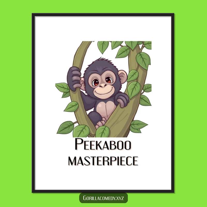 Funny Curious Gorilla Digital Art: Playful Primate Decor Gift