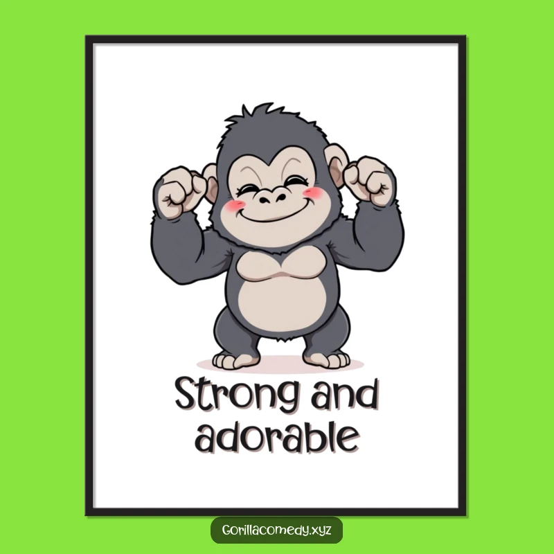 Funny Gorilla Flex Digital Art: Tiny Biceps Printable, Hilarious Gift
