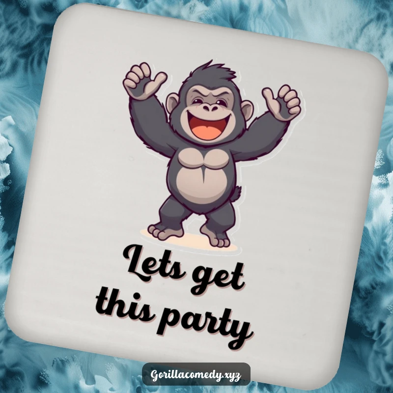 Funny Gorilla Coasters: A set of drink coasters featuring a primate in a hilarious, energetic dance pose.