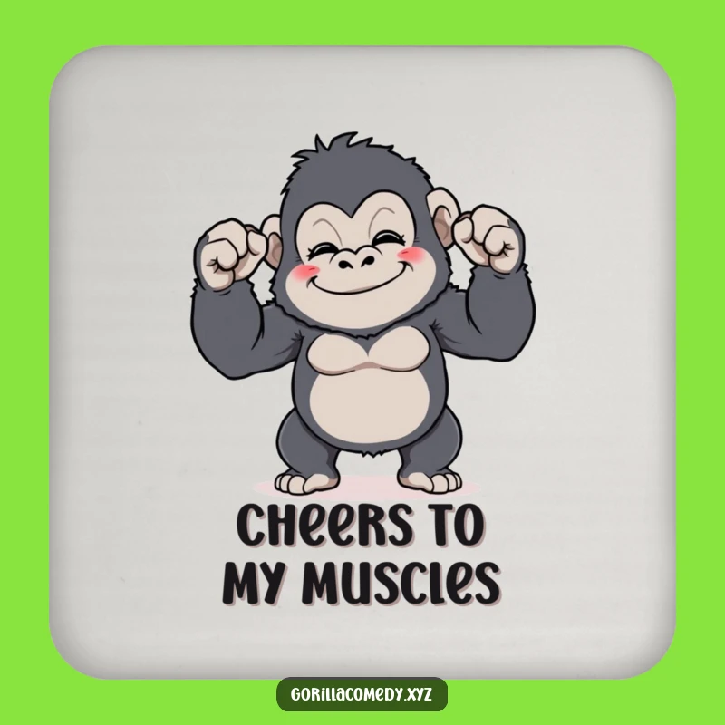 Funny Gorilla Flex Coaster: Tiny Biceps Protection, Hilarious Table Gift