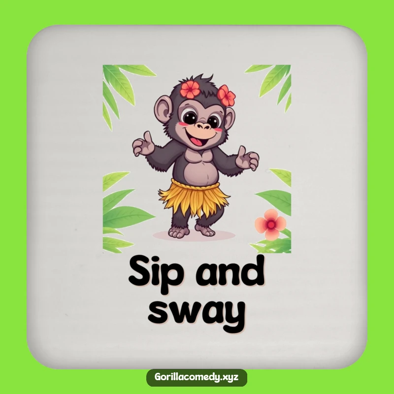 Funny Hula Gorilla Coaster: Protect Surfaces with Tropical Charm, Perfect Funny Gift