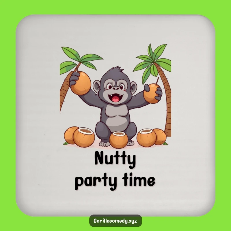 Funny Kawaii Gorilla Coaster Set: Coconut Juggling Protection, Hilarious Home Gift