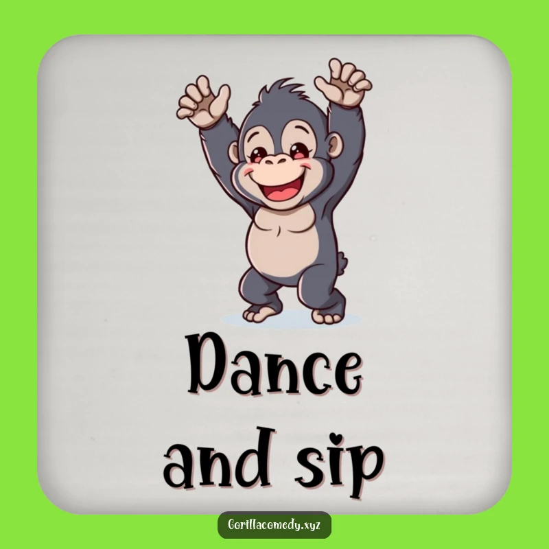 Funny Kawaii Gorilla Dance Coaster - Protect Surfaces with Playful Cheer