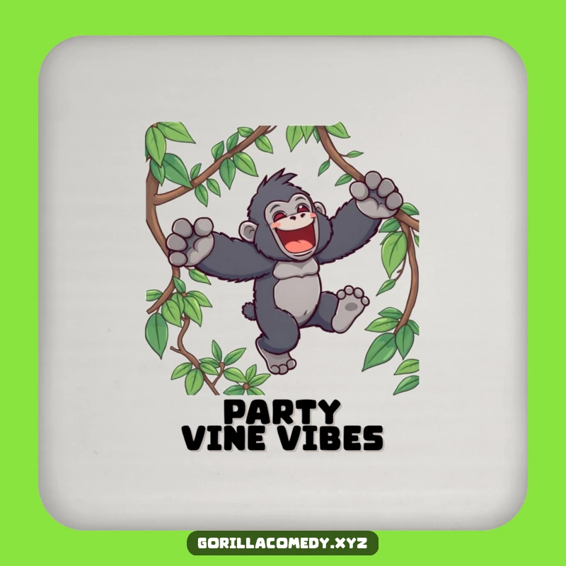 Funny Kawaii Gorilla Jungle Leap Drink Coaster - Protect Surfaces with Fun