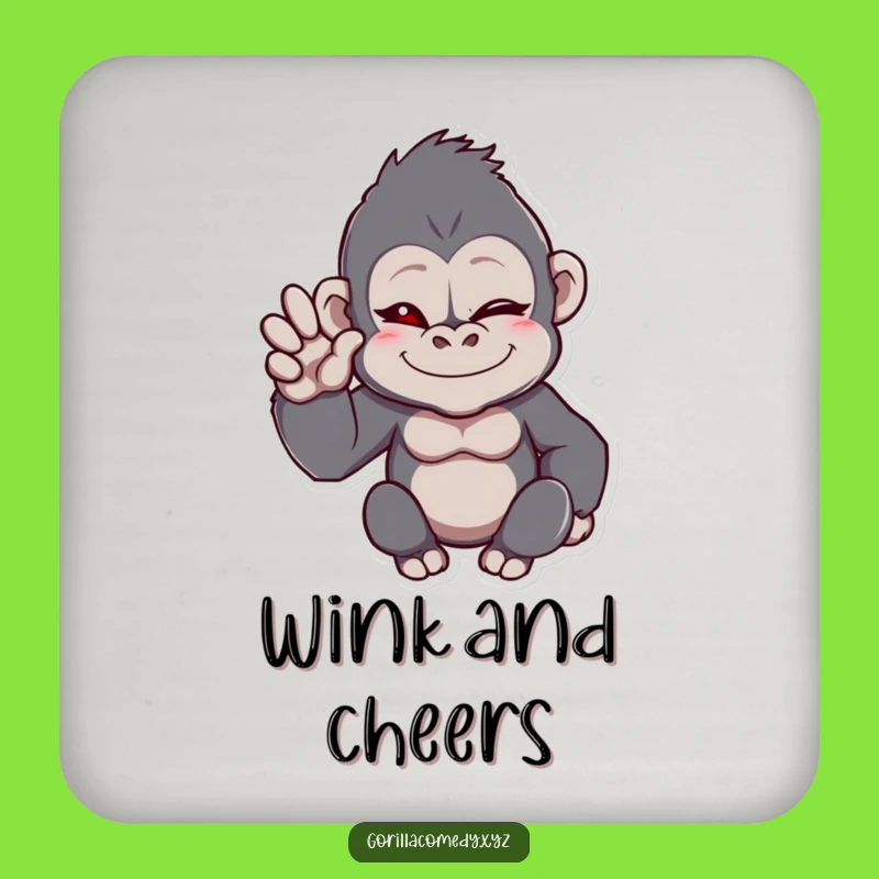 Funny Winking Gorilla Wave Coaster - Drink Protection with Humor, Gift